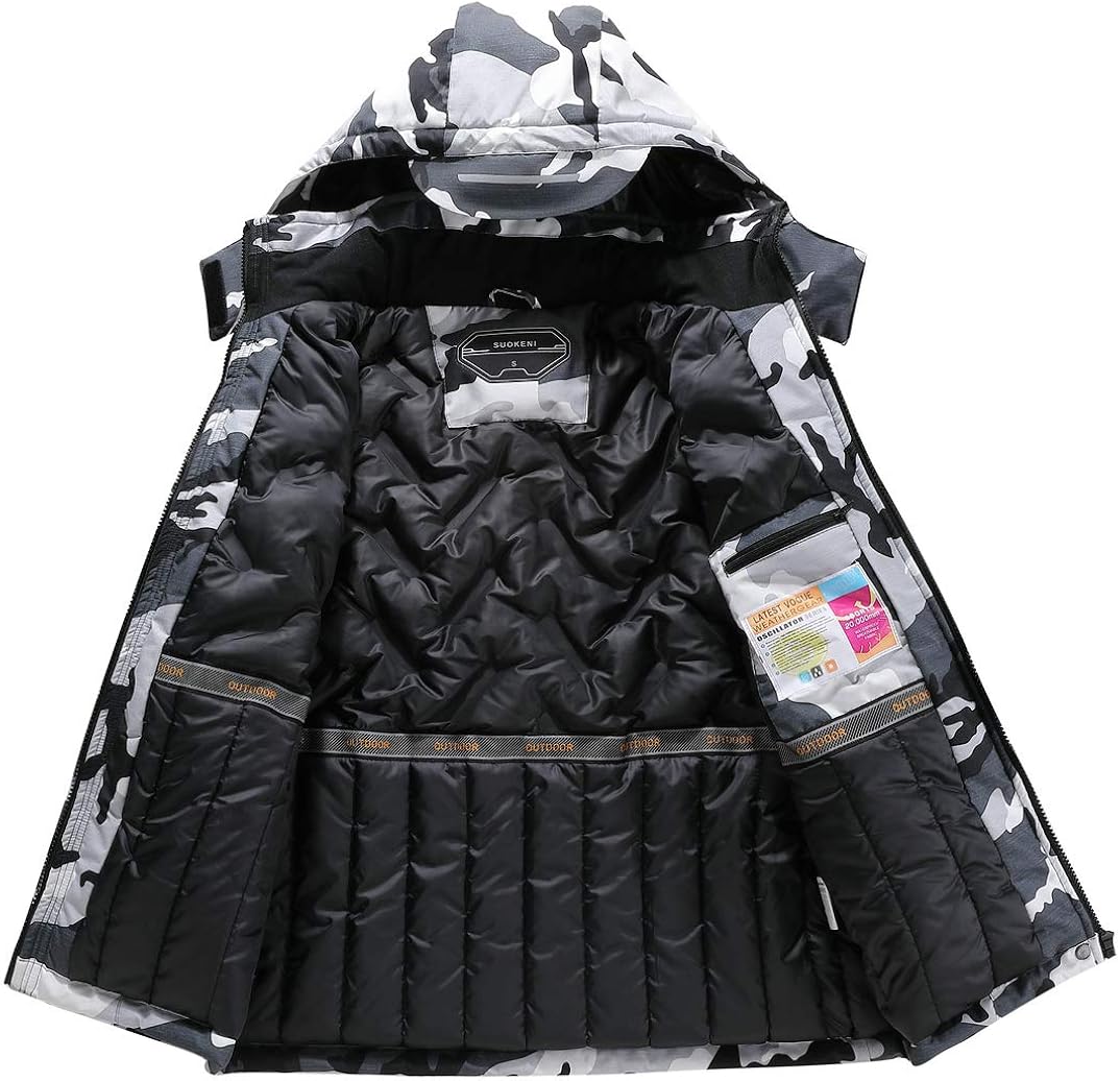 Men's Waterproof Ski Jacket Warm Winter Snow Coat Hooded Raincoat: Clothing