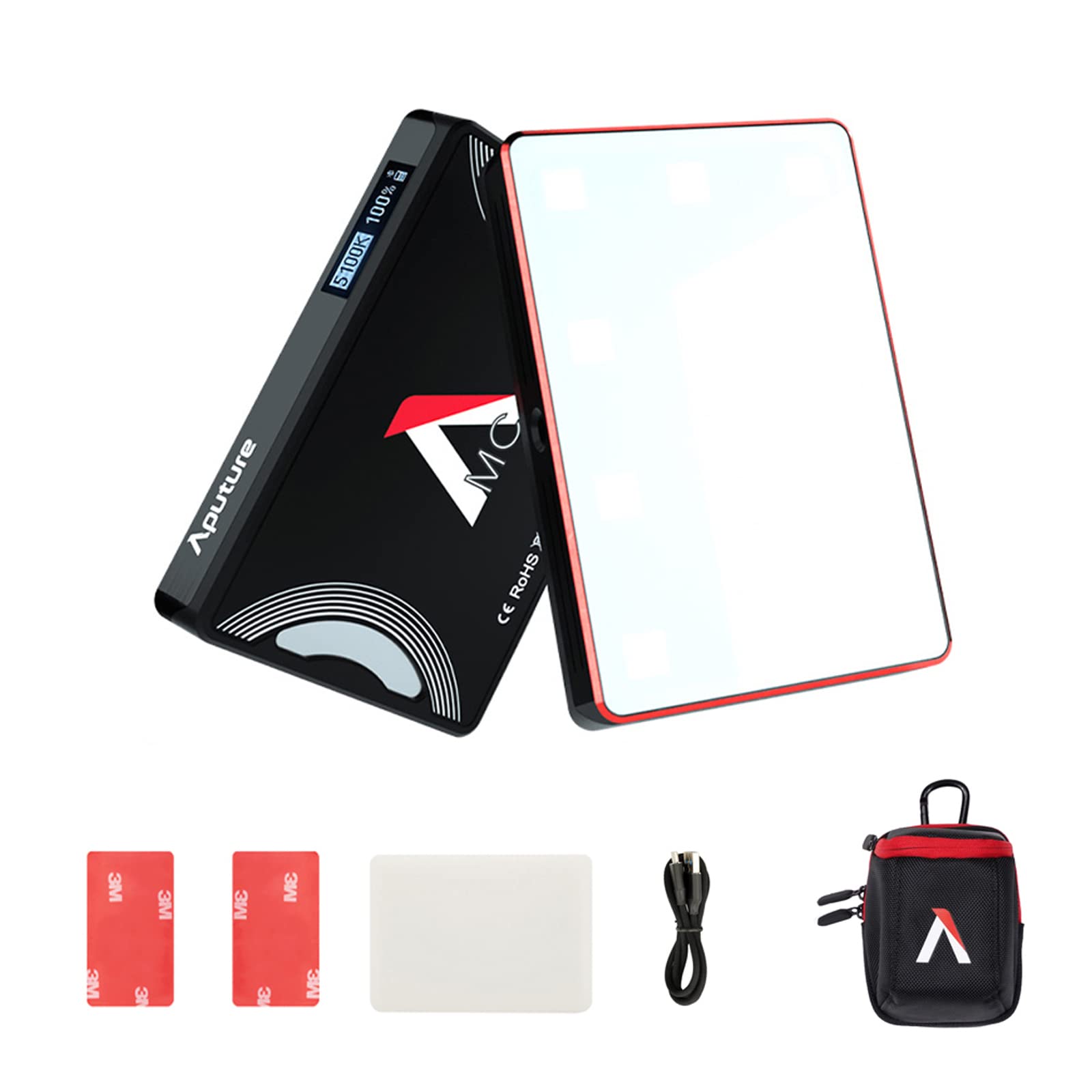 Aputure AL-MC RGBWW Camera Video Continuous Lighting Dimmable 3200K-6500K LED Film Light CRI96+ TLCI97+ Built-in Magnets with APP Conrol Wireless Charging