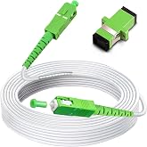 Bangun 30ft (10 Meters) SC/APC to SC/APC Fiber Optic Internet Cable, Armored Single Mode Patch Cable, Fiber Optic Jumper Optical Patch Cord - SIMPLEX - 9/125um - OS1/OS2 Compatible, LSZH White