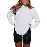 REORIA Women's Oversized Y2K Long Sleeve T-Shirt Crewneck Fall Casual Tee Basic Workout Top Trendy Clothes 2025