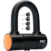 OKG Small U Lock - 4 Keys, Heavy Duty 18mm Hardened Alloy Steel Shackle - Anti-Cut/Anti-Pry Security Chain Lock for Motorcycle, E-Bike, Trailer (No Security Chain)