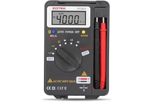 ZOTEK Digital Multimeter, Auto Ranging Pocket Digital Multimeter Digital Multi Tester - AC DC Voltage DC Current Resistance Diodes Capacitance Transistor Measuring Instrument (VC921)