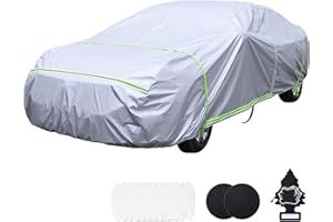 BYDOLL Car Cover Waterproof All Weather 6 Layers Snowproof Windproof Hail Protector Full Exterior Covers UV Protection 210D Oxford Universal Fit Sedan Outdoor Automobiles Zipper Cotton Inside