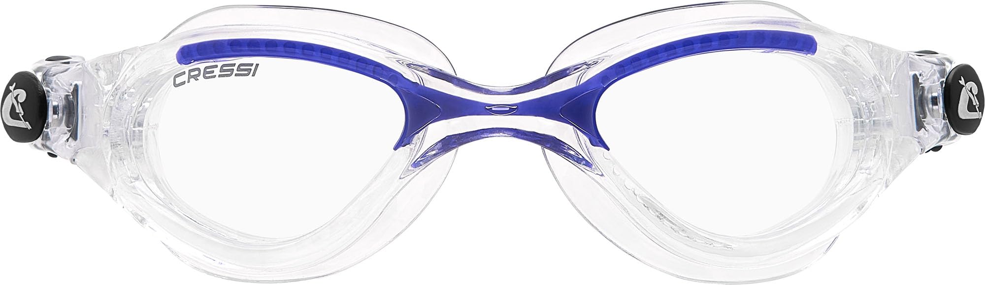 Cressi Man Flash Goggles - Separate Eyepiece Swimming Goggles with Fogproof, Scratchproof, Anti-UV Lenses, Clear/Frame Clear Blue - Clear Lens, One Size