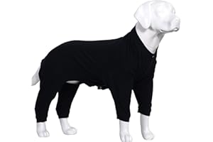 Lovelonglong Four Feet Dog Lightweight Pajamas, Pure Cotton Dog Jumpsuits 4 Legs Dog Onesies T-Shirt Stylish PJS Puppy Costume for Large Medium Small Dogs Black XXL
