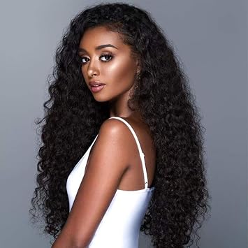 Amazon Com Long Curly Lace Front Wigs Long Loose Black Natural