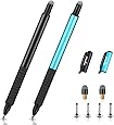 Digiroot Stylus Pens Disc & Fiber Tip Capacitive Stylus 2 in 1 Universal Stylus for iPad, iPhone, Capacitive Touch Screen Cell Phones, Tablets, Laptops with 6 Replacement Tips (Black & Blue)