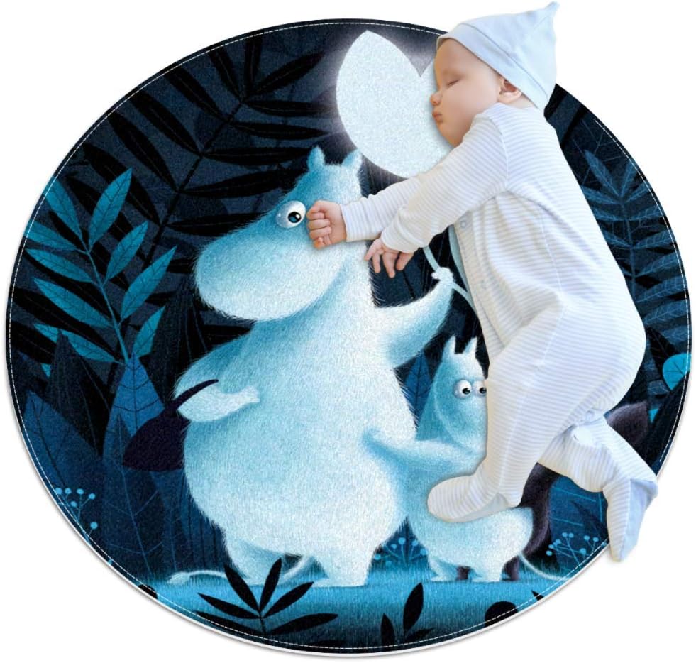 Moomin Round Rug Modern Non-Slip Machine Washable Bath Mat Living Room Bedroom Bathroom Kitchen Soft Floor Mat Home Decor 2'
