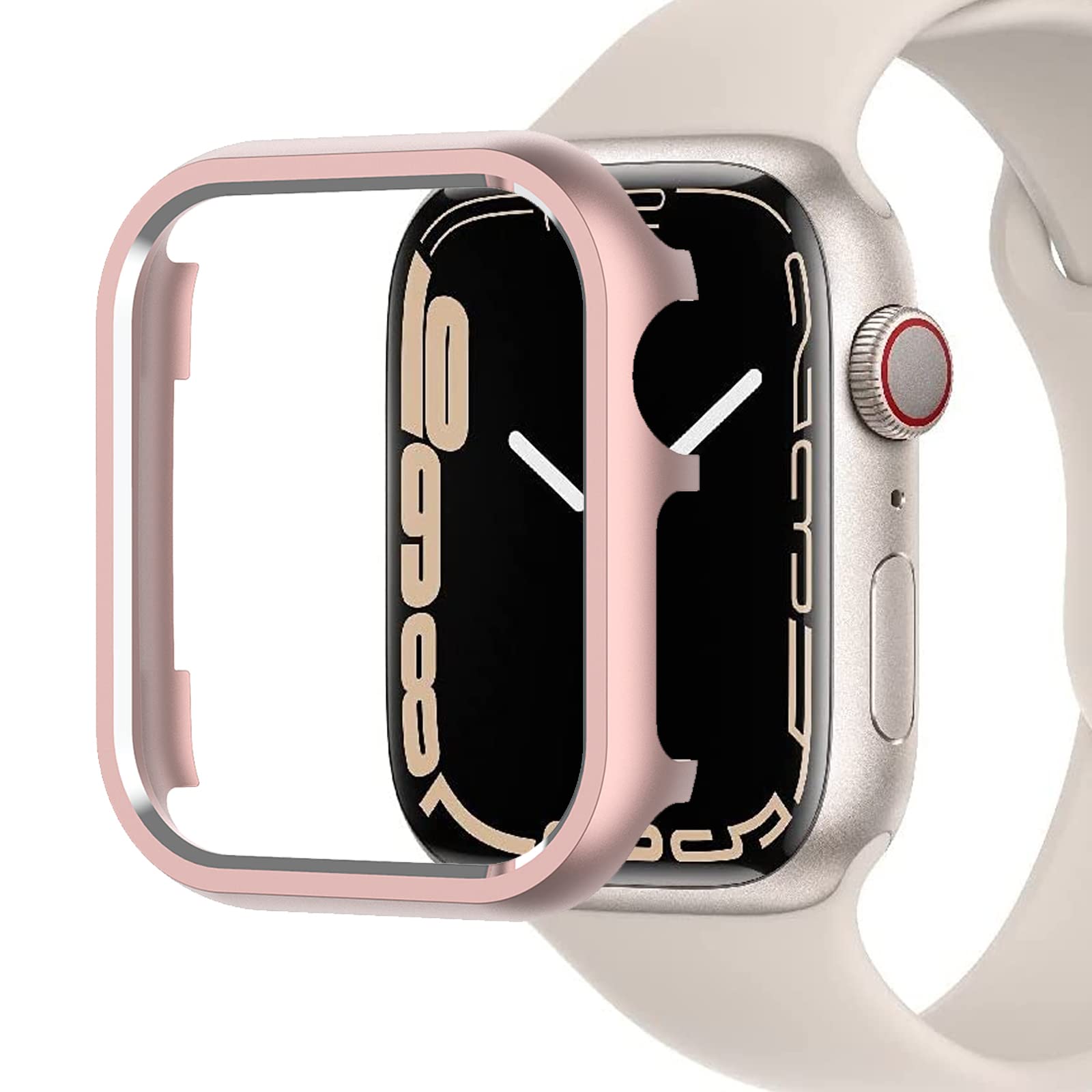 Miimall Case Compatible with Apple Watch Series 9/Series 8/Series 7 41mm 45mm, Aluminum Alloy Metal Frame Protective Cover Ultra-Thin All-Around Bumper Protective Case for Apple Watch 45mm-Silver