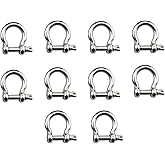 heyous 10pcs Stainless Steel Bow Shackle M4 Silver Color for Paracord Jewelry, Marine Tackle