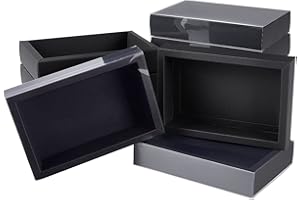 BENECREAT 12 Pack 7.3x4.9x1.4 Inch Black Rectangle Drawer Kraft Boxes with PVC Plastic Window for Party Favor Treats, Candy Jewelry, Valentine's Gift Packaging