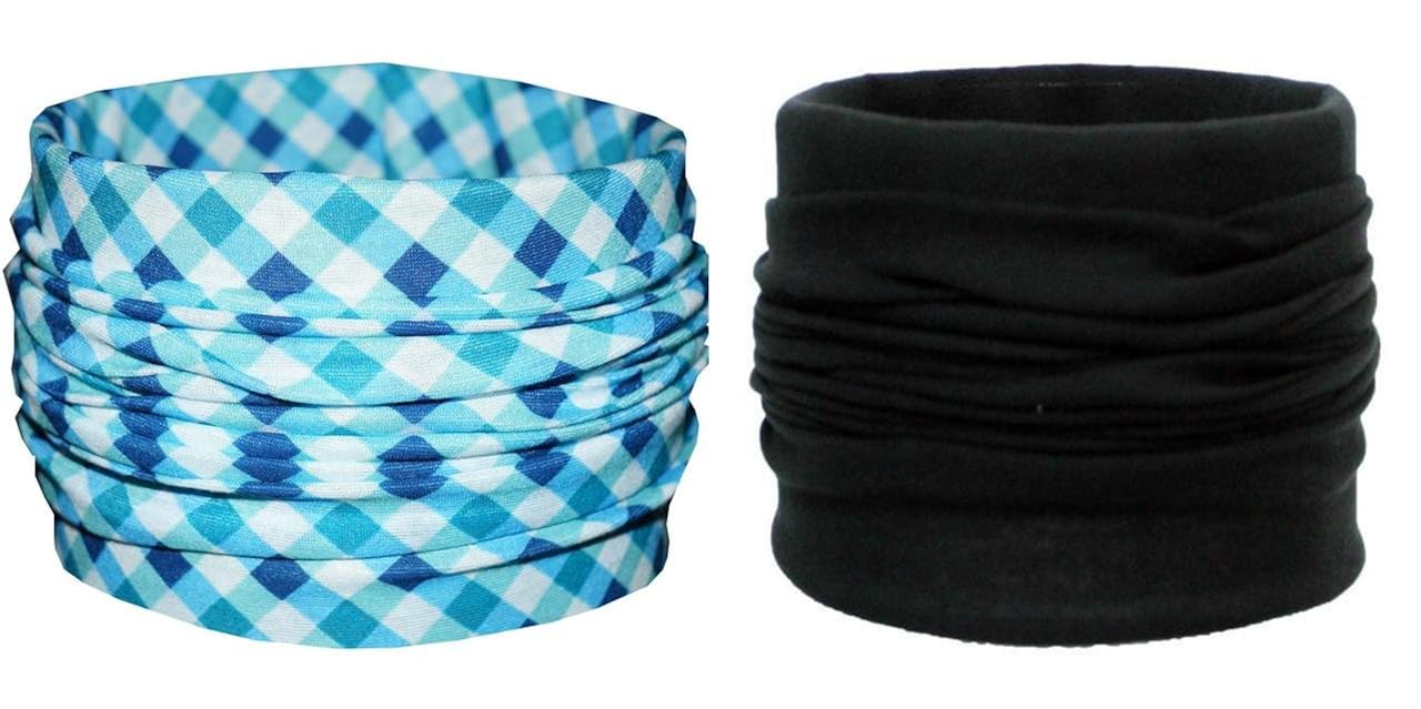 stargust cotton mix blue check & black printed bandana