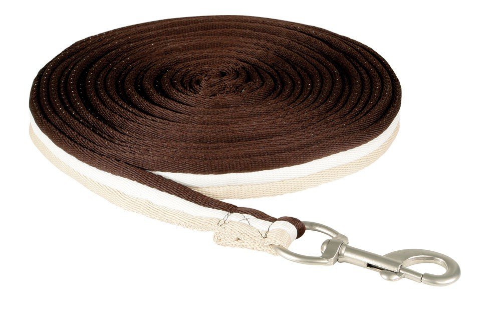 PFIFF 101196 Soft Sheet, Lunge Line, Swivel Carabiner Hook, Approx. 8.20 m, Beige/White/Brown
