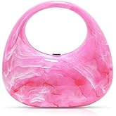 Clutch Purses for Women, Hot Pink Evening Bag, Marble Veining Acrylic Tote Bag, Small Tote Bag, Handbags for Wedding, Prom, Parties, Travel