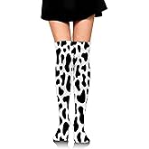 Thigh Knee High Cow Goat Print Socks for Women Compression Black and White Non Slip Long Boot Stocking Thick Warm Girls Fashion Animal Series Stocking Over