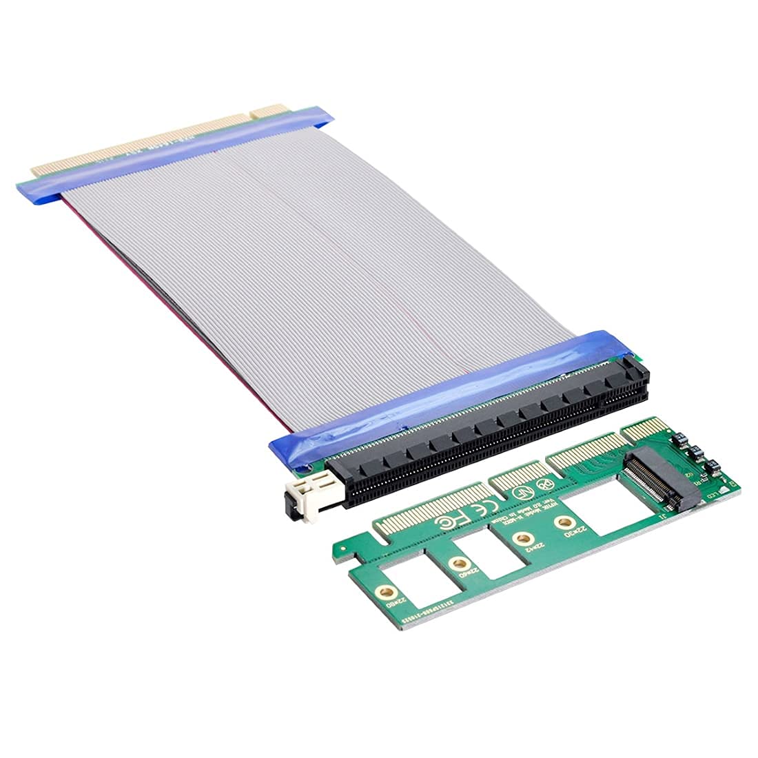 ChenYang CY NGFF M-Key NVME AHCI SSD to PCI-E 3.0 16x x16 Vertical Adapter with PCI-E Male to Female Extension Cable