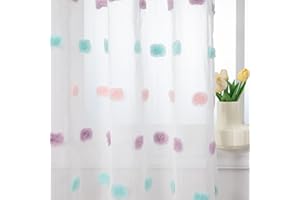 MYSKY HOME Rainbow Curtains for Bedroom Nursery Pom Pom Curtains Kids 84 Inch Length Long White Sheer Curtains 2 Panels Set for Living Room Girls Room Rod Pocket Farmhouse Dining Room 52 x 84 inch