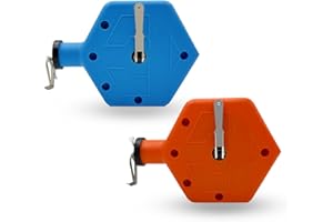 CREAWEA 2PCS Heavy Duty Chalk Line, Professional Construction Marking Tool, 100-Foot Line, Ergonomic Design, for Measuring and Layout (Blue and Orange)