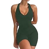 VUTRU Womens Sexy One Piece Tank Top Sleeveless Backless Bodycon Shorts Jumpsuits Bodysuit Catsuit Ribbed Sports Romper
