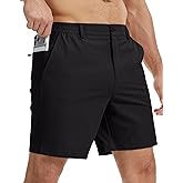 QPNGRP Men's 7" Inseam Stretch Quick Dry Lightweight Casual Golf Shorts with 3 Pockets