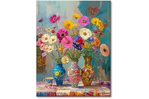 WEMEON Flowe Paint by Numbers for Adults - Flowes Adult Paint by Number Kits with Brushes Acrylic Paints, Relaxing Stress Relief Hobby for Beginners, Teens, Artists, 16"x20" Canvas