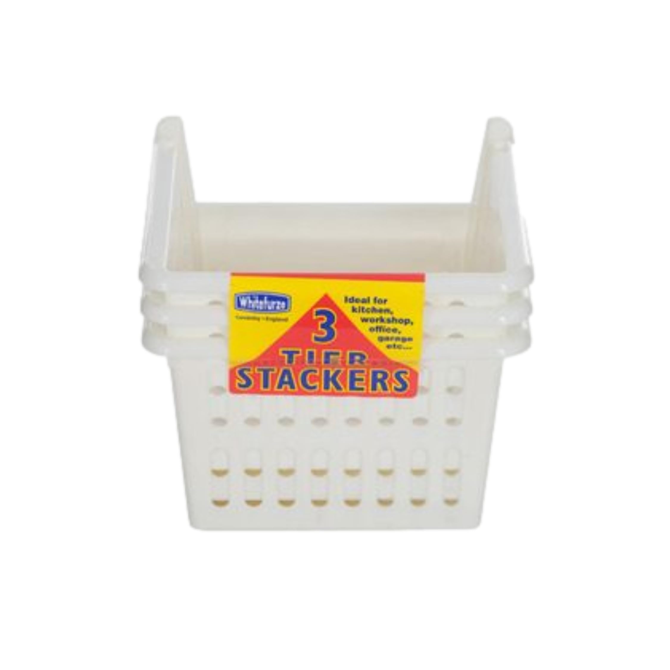 Whitefurze Stacking Basket Set of 3, Cream, 18 cm