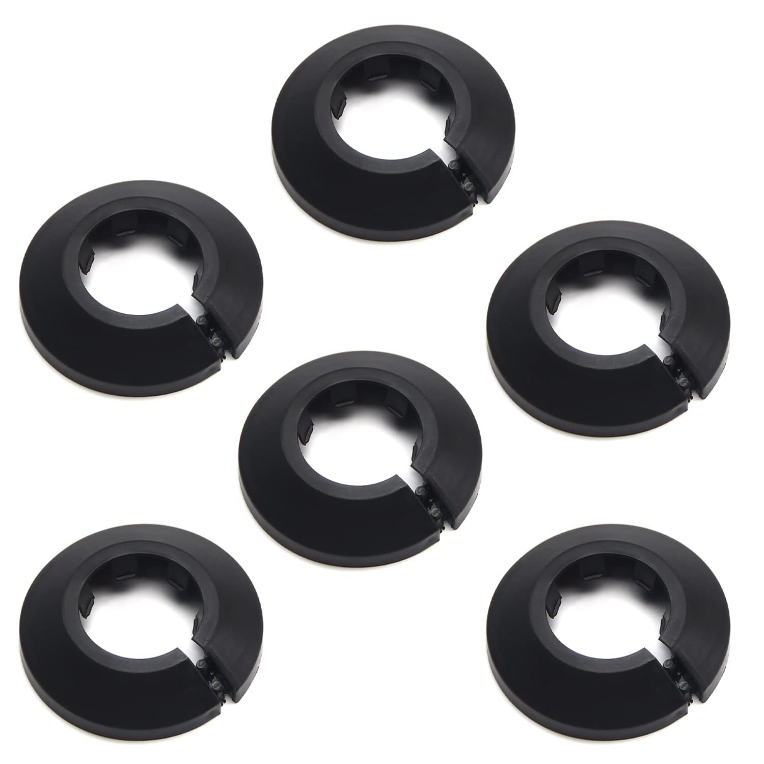 MroMax Fit 0.98"/25mm Pipe Cover, Flange Water Pipe Collar Black Pipe Cover for Radiator Escutcheon Collar for Wall Pipe Tube Decoration 6Pcs