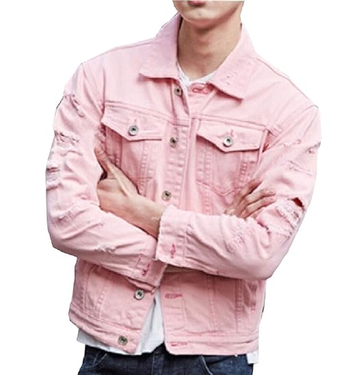 pink denim jacket amazon