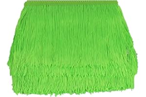 HEARTWISH Fringe Trim Lace Polyerter Fibre Tassel 6inch Wide 10 Yards Long for Clothes Accessories Latin Wedding Dress DIY Lamp Shade Decoration Black White Red(Fluorescent Green)