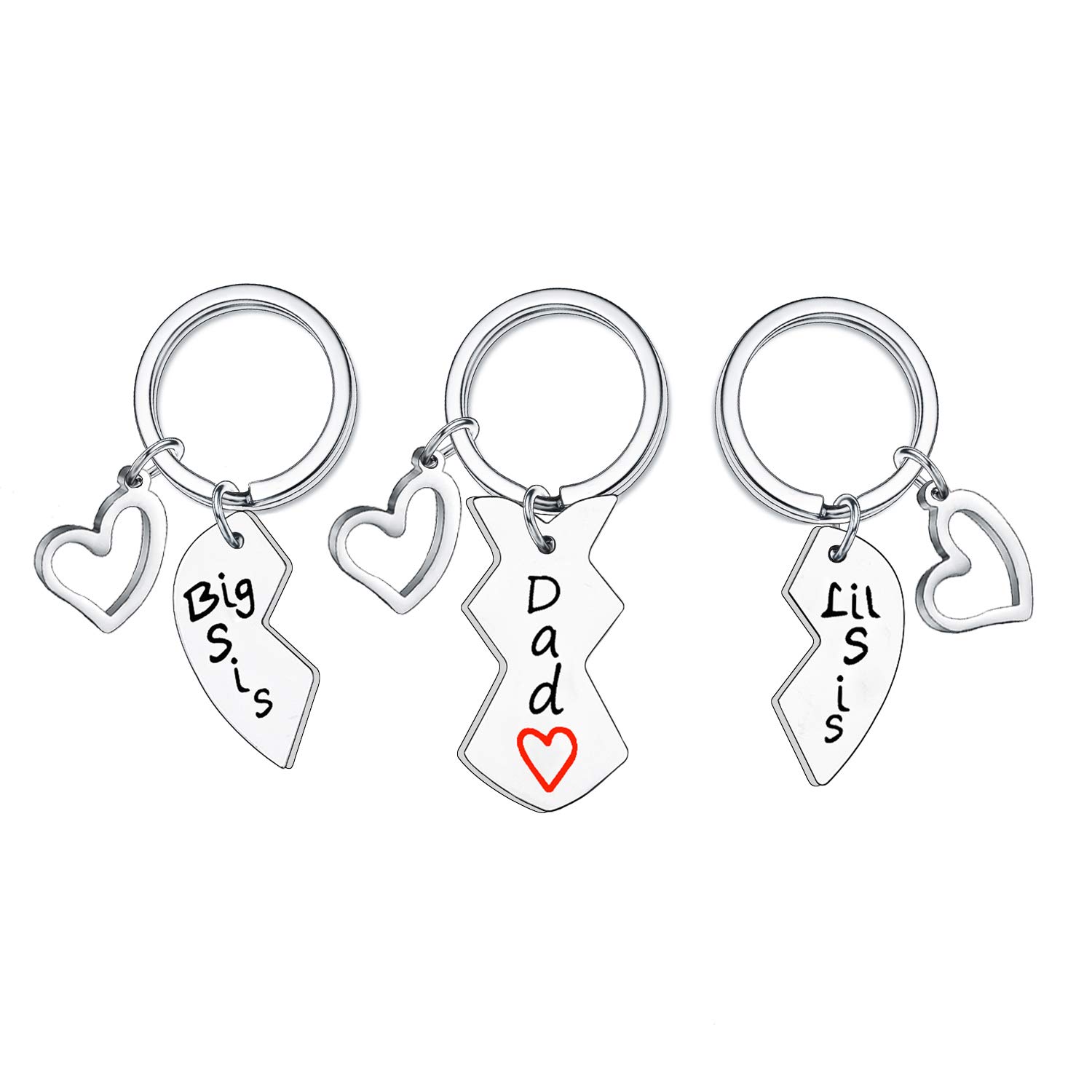 Waeceip Father’s Day Gifts for Men 3PCs Big Sis Lil Sis Keyring for Father Daughter Gifts from Dad Gift from Daughter Christmas Birthday Present for Big Sister Little Sister Present for Daddy Dad