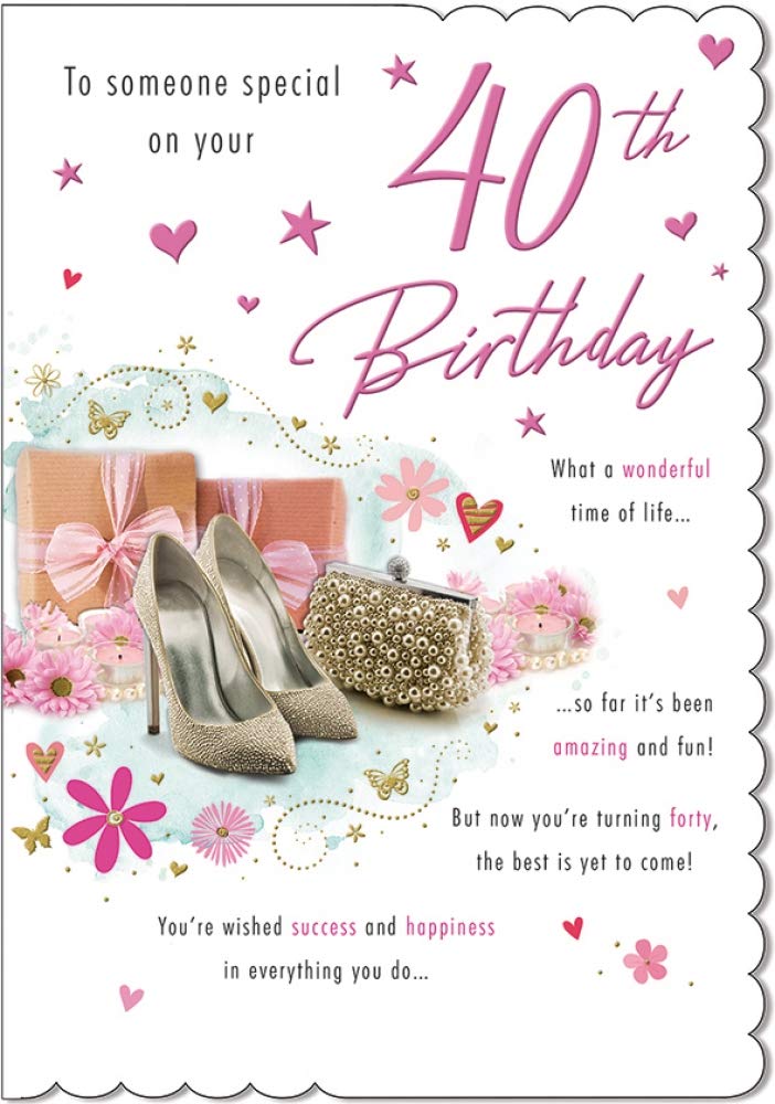 Piccadilly Greetings Traditional Milestone Birthday Card Age 40 F - 9 x 6 inches