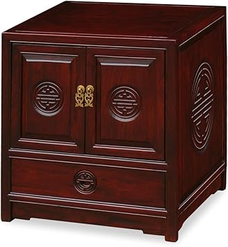 Amazon Com China Furniture Online Elmwood Asian Night Stand 20 Inch Longevity Design In Dark Cherry Finish Kitchen Dining