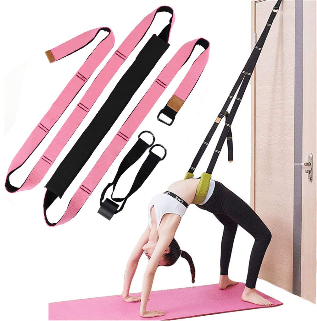 Yoga Fitness Stretching Strap, Door Flexibility Stretching Strap, Improve Leg Waist Back Flexibility Back Bend Assist Trainer, for Rehab Pilates Ballet Dance Cheerleading Splits Gymnastics (pink)