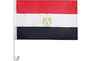 AZ FLAG - Egypt Car Flag 18'' x 12'' - Egyptian Car Flags 30 x 45cm - Banner 18x12 INCHES Plastic Stick - Drapeau Egypte