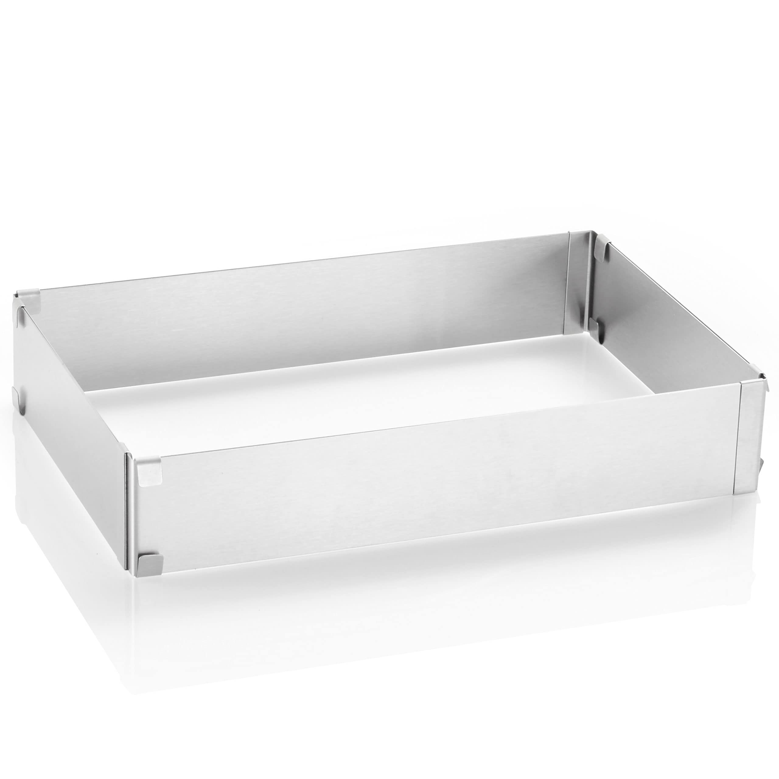 Grizzly Adjustable Cake Tin - Rectangular Baking Frame - 28-53 cm x 19-34 cm - 5 cm High Stainless Steel Mould