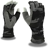 Rock Fish FP1000R Half-Finger Fishing Gloves with Extended Wrist and Synthetic Leather Palm, Durable, Salt &amp; Fresh Water, One Pair, Large
