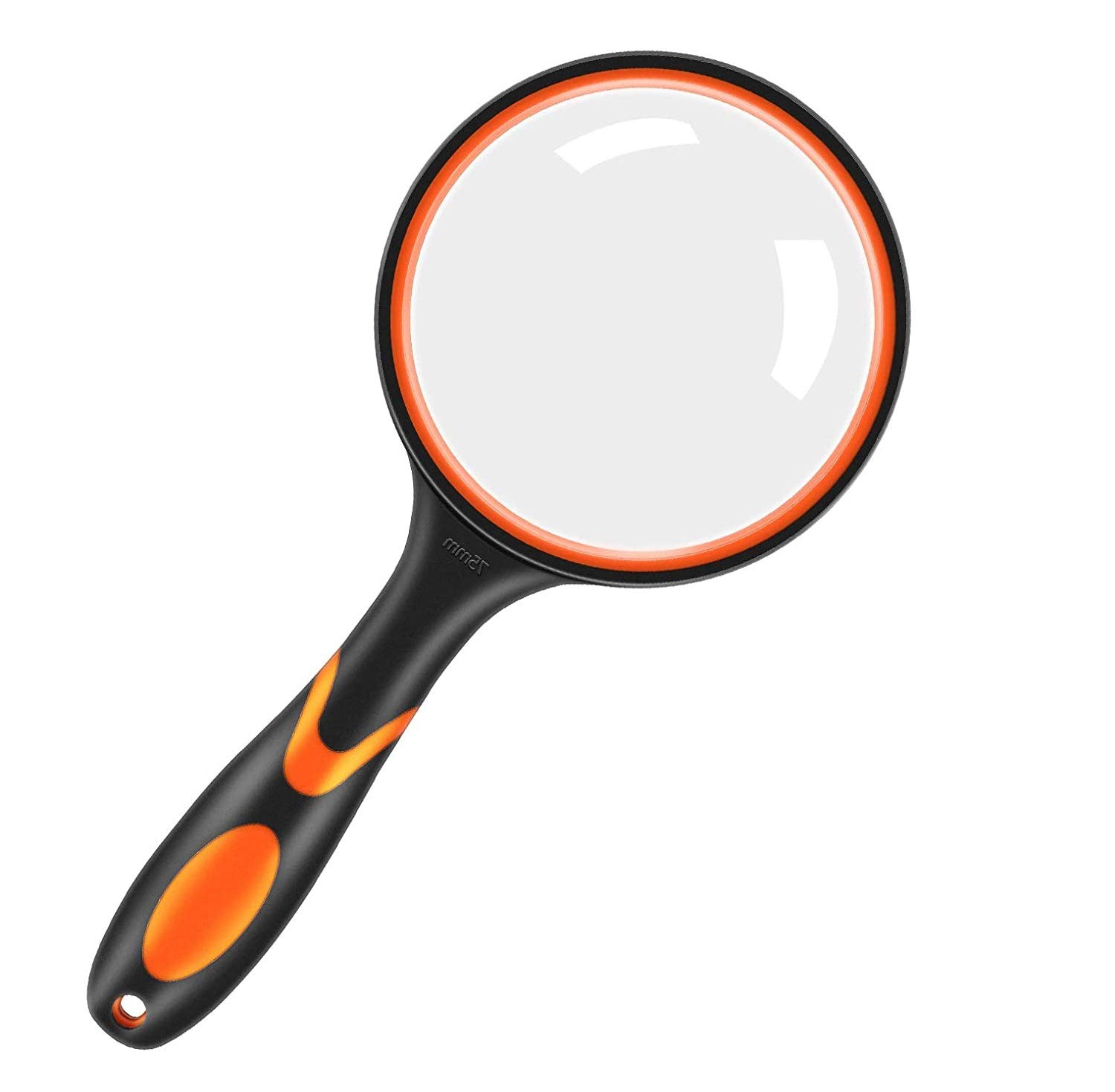 kuou Magnifying Glass 10X, Magnifying Glass for Children 75mm Magnifying Lens Handheld Reading Magnifier with Non-Slip Soft Rubber Handle for Reading,Repair, Observation