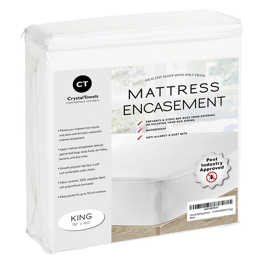 Waterproof Mattress Protector King Size – 6-Sided Zippered Mattress Encasement, Breathable Fabric Cover, Machine Washable, Fits King Mattress 78 x 80 Inches, Up to 16" Deep