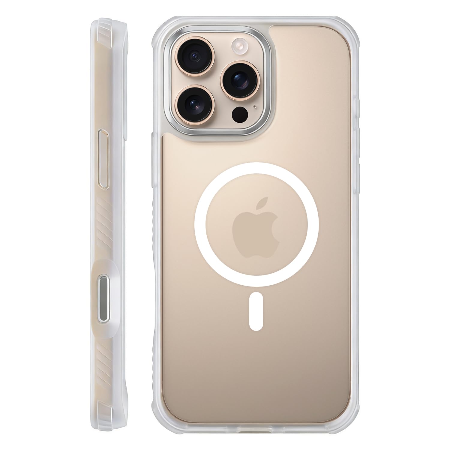 ZOYTONE Magnetic for iPhone 16 Pro Case, Compatible with MagSafe, Threaded Border Non-Slip, 4 Cornered Pro Drop Protection, Alloy Camera Frame, Mil-Grade Drop Tested, Shockproof Phone Case, Clear