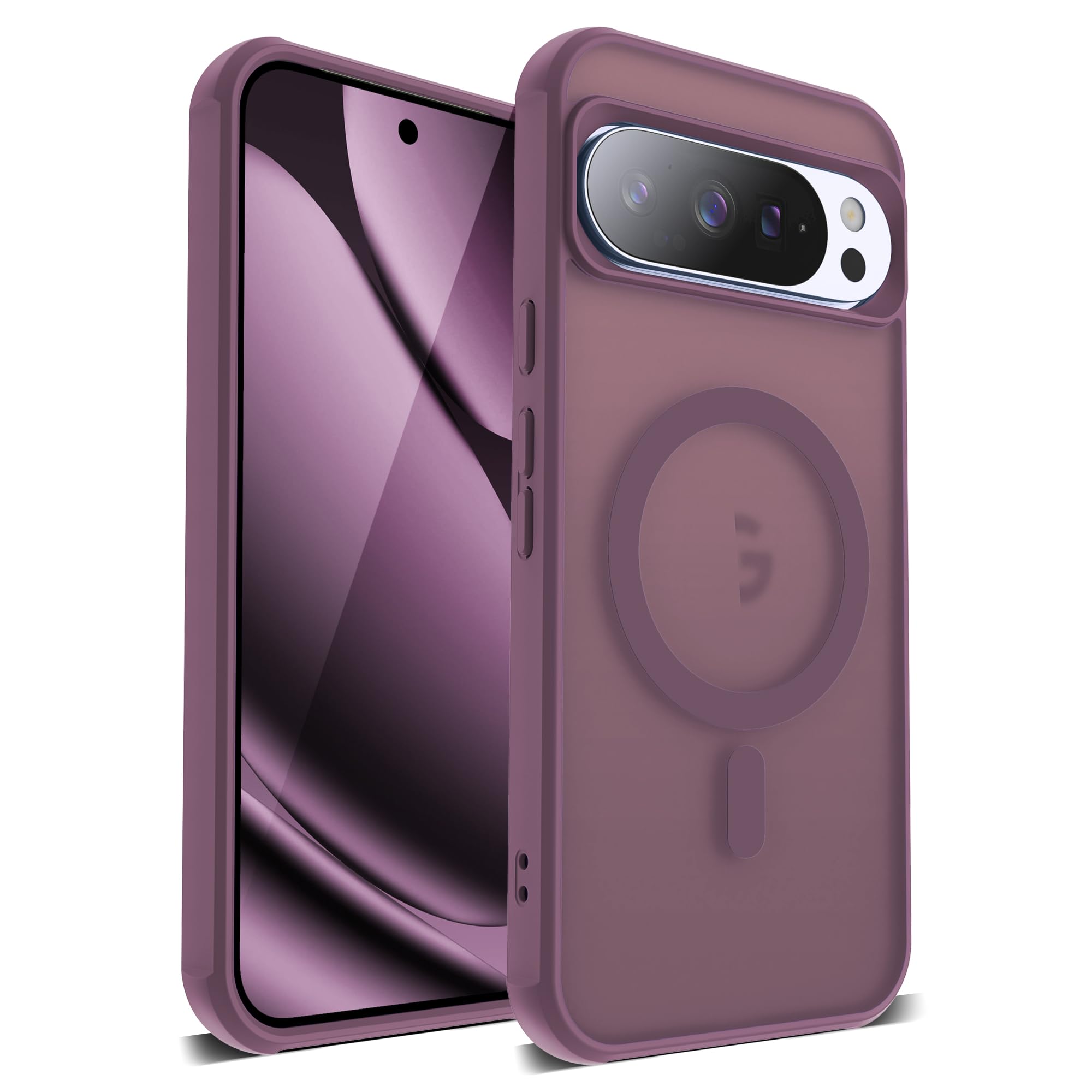 Compatible with Google Pixel 10 Pro XL Case with Magnetic Translucent Matte Phone Case with Anti-Fingerprint Tech [Compatible with Mag-Safe], Burgundy
