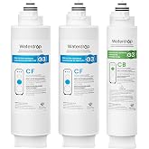 Waterdrop G3-2CFCB Filter, Replacement for G3-W &amp; G3P600 &amp; G3P800 RO System | NSF/ANSI 42 &amp; 53 &amp; 372 Certified, Pack of 2 G3-N1CF Filters and 1 G3-N3CB Filter, 1-Year Combo