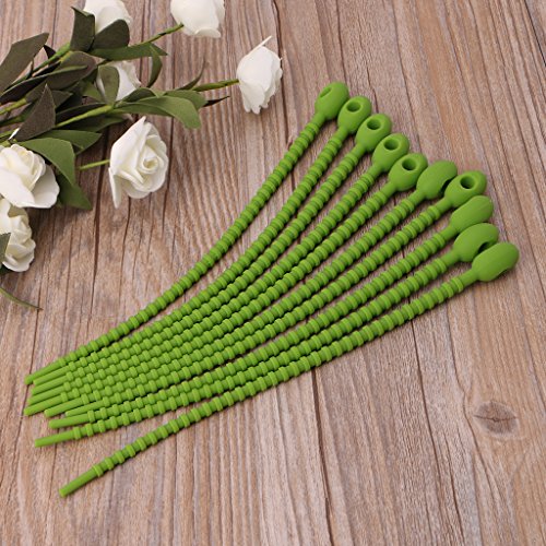 Onpiece Silicone Bag Ties Cable Management Zip Tie Twist All Purpose Multi Use Bag Clip, Set of 10 (Green)