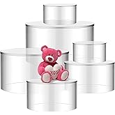 6 Pcs Acrylic Risers, Clear Round Cylinder Display Stand with Hollow Bottoms, Nesting Risers Tabletop Display Shelf for Cake 