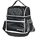 Insulated Double Decker Lunch Bag, Leak Proof Beer Cooler Tote Box, with Removable and Adjustable Strap, SBS Zipper, 2 Side Mesh Bag, for Office, Camping, Hiking, Picnic,Beach, 10