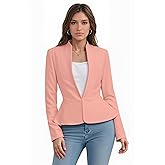 Hybrid & Company Women's Casual Work Office Elegant Open Front Premium Nylon Blazer Jacket
