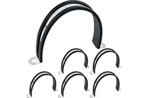 OURU 6pcs 3 Inch Pipe Clamp 304 Stainless Steel, Heavy Duty Rubber Cushioned Insulated Pipe Strap, U Bracket Clamp Conduit Clamp for Automotive, Wire & Tube