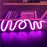 QiaoFei Wow Neon Sign Lights Hanging Decorative Neon Light USB or Battery Operated for Home Bedroom Bar Restaurant Christmas