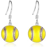 925 Sterling Silver Softball Volleyball Basketball Baseball Football Soccer Earrings Stud Hypoallergenic Sports Mom Jewelry Gifts for Women Player Lover