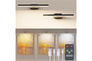 Koopala LED Picture Lights Set of 2, Cordless Over Painting Lamps with 6000mAH Rechargeable Battery Powered, CRI≥95, 5 Brightness,3 Color Temp, Dimmable Indoor Display Lights for Art Photo Dartboard