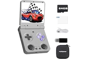 AMPOWN 2025 New Miyoo Flip V2 Handheld Game Console 64GB,3.5-inch 640*480 IPS Screen 3000mAH Battery Portable Video Gaming Console with Storage Case retroid Pocket flip 2 Retro Gaming Console Gary